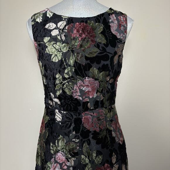 Nostalgia Black Velvet Burnout Floral Maxi Dress Sz S Whimsigoth Y2K Dark Fairy - Picture 4 of 14